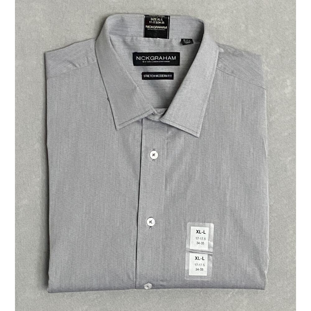 Nick Graham Men's 15.5 32/33 Modern Fit Dress Shirt Grey NEW - Picture 1 of 11